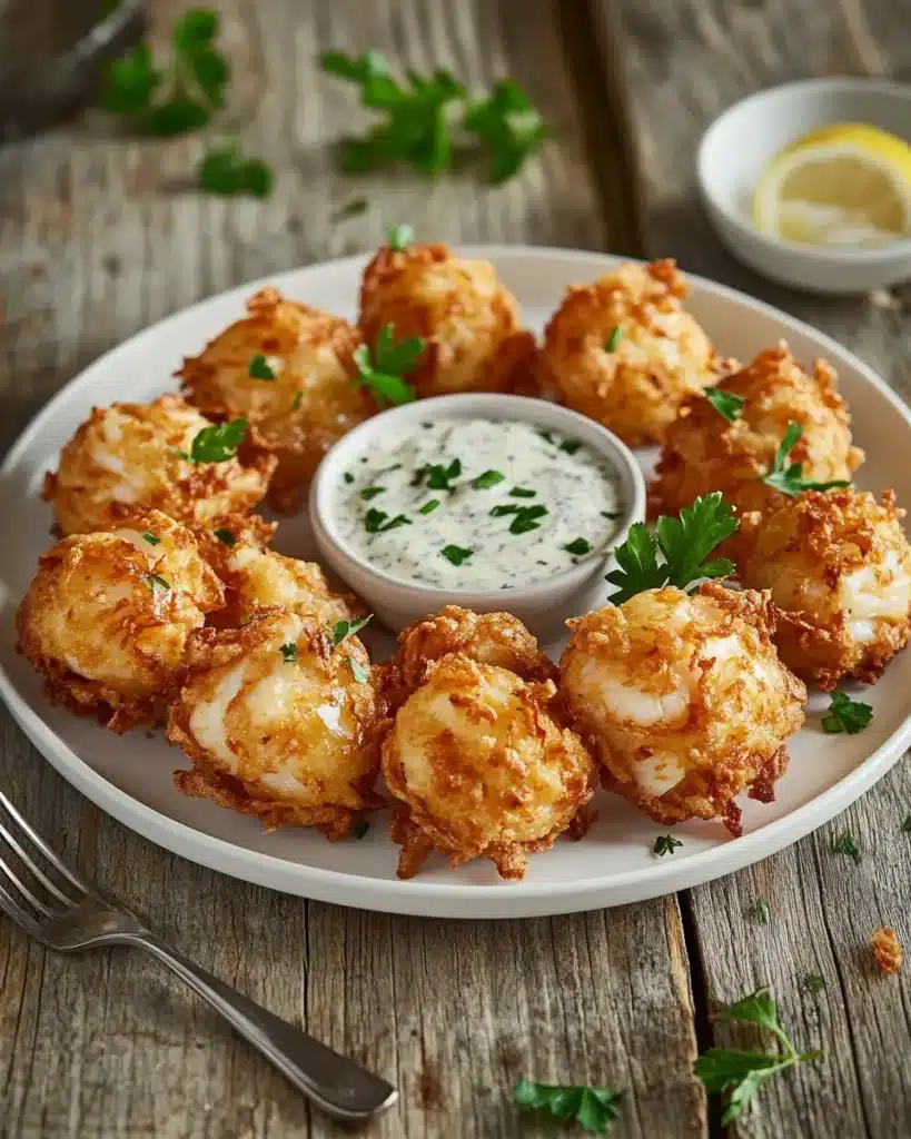Perfectly fried crab balls with dipping sauce