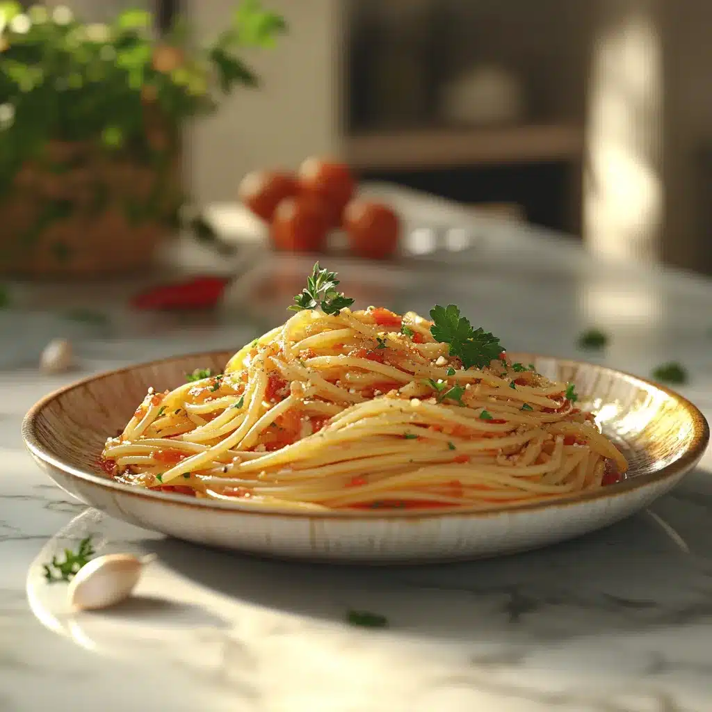Peperoncino pasta with olive oil and garlic