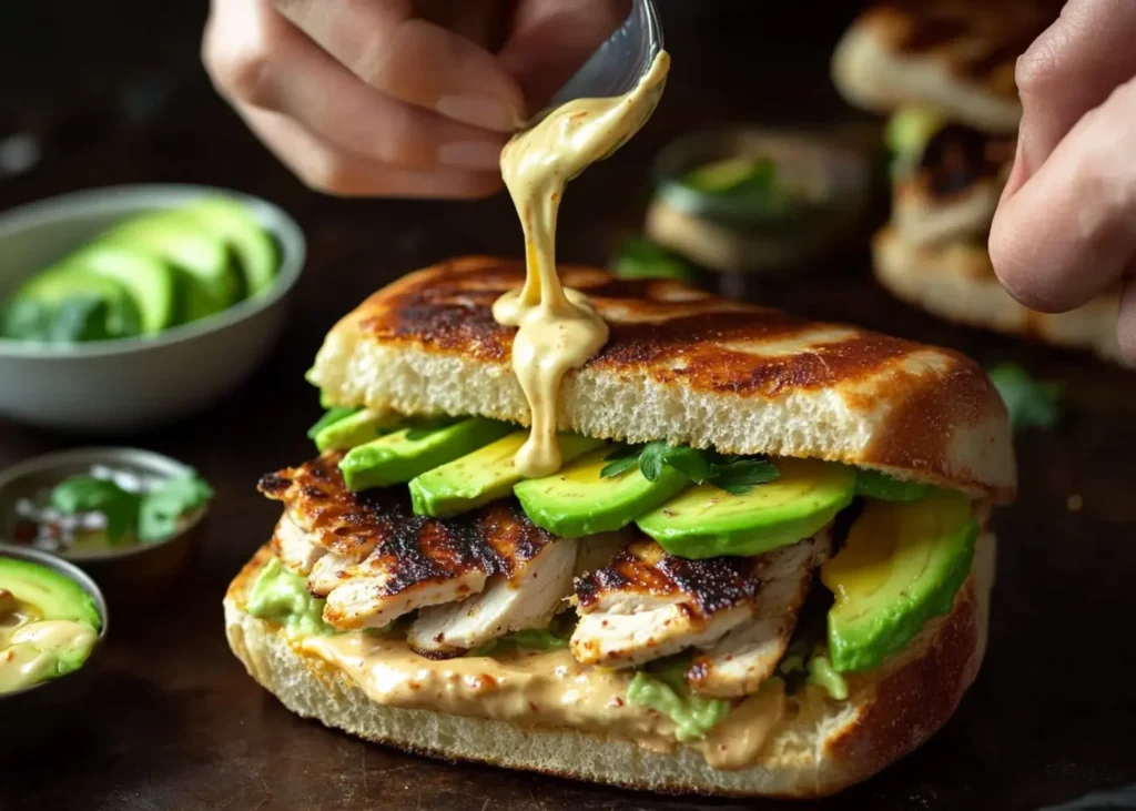 Step-by-step guide to making a Chipotle Chicken Avocado Melt with fresh ingredients
