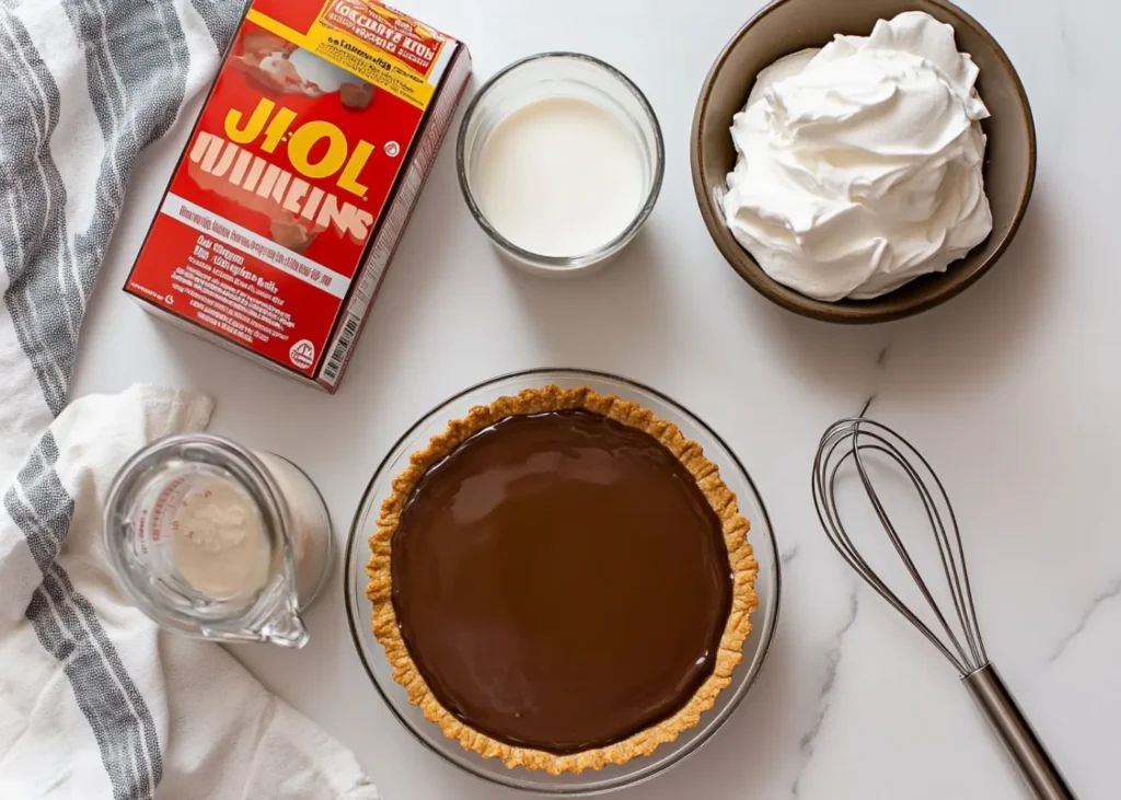 Ingredients for Jello Pudding Pie displayed on a countertop