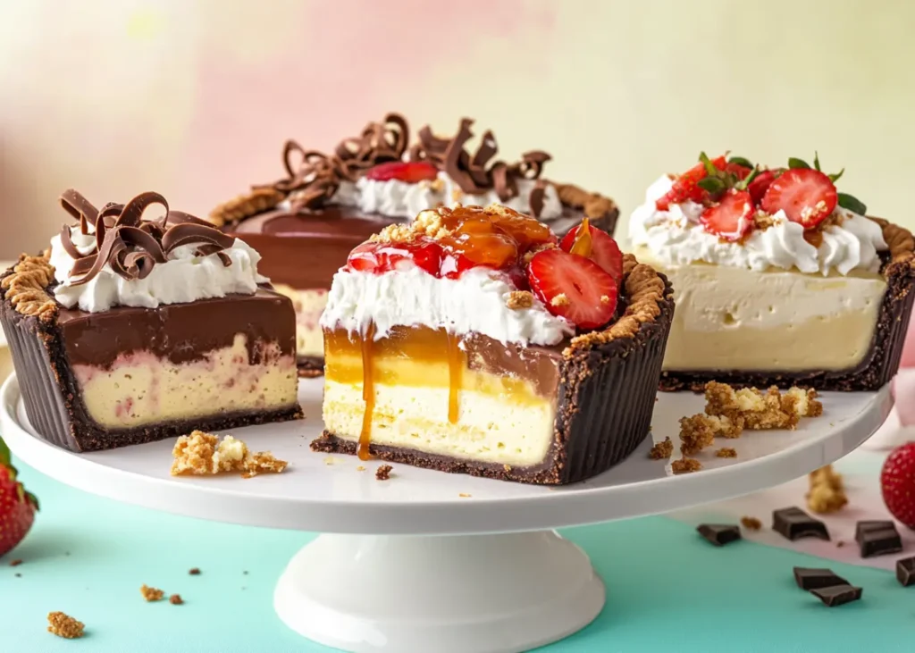 Slice of Jello Pudding Pie on a white plate with a fork