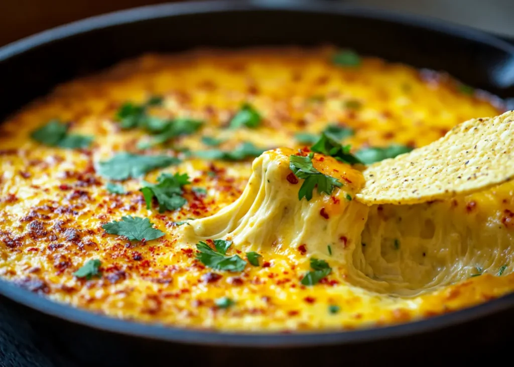 Gooey habanero cheese dip with tortilla chips
