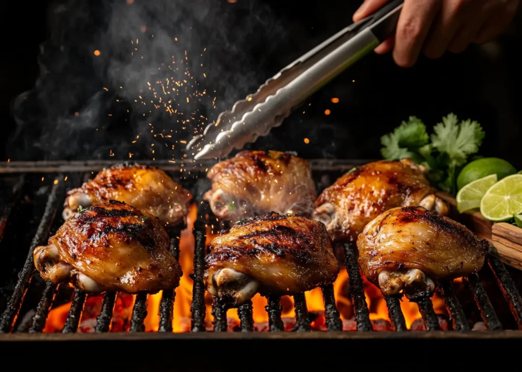 Grilled Pollo Loco with charred skin and smoky flavor