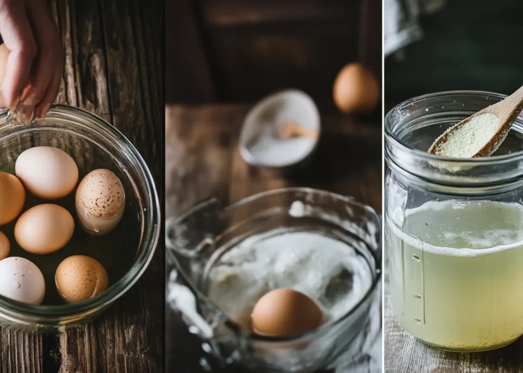 Mixing water and lime for water glassing eggs - preservation method