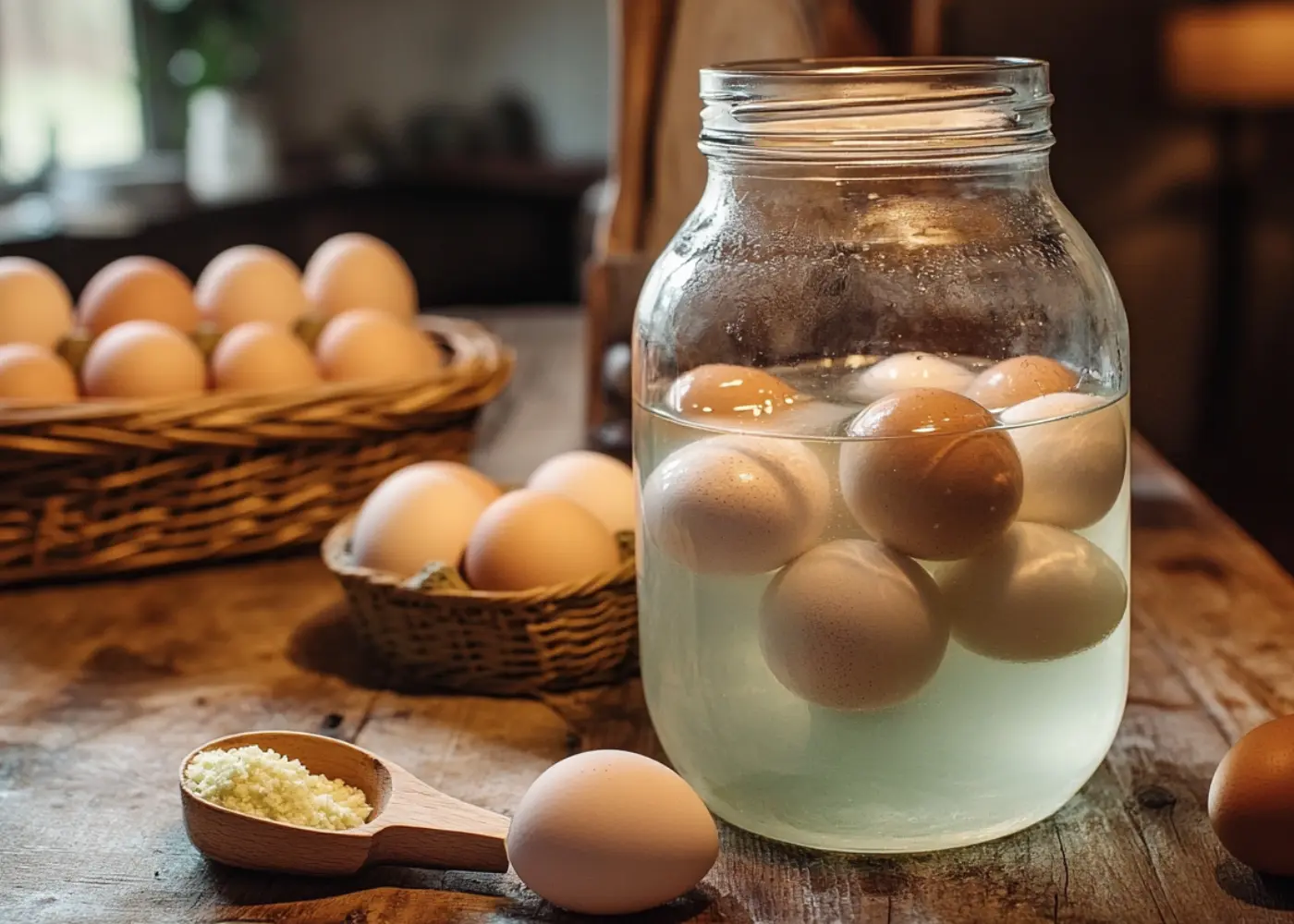 Water glass eggs in a jar - long-term egg preservation method
